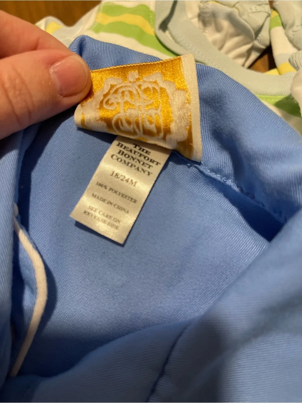 The Beaufort Bonnet Company Blue Pajama Set with White Piping